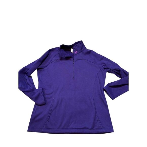 Under Armour Womens Purple 1/2 Zip Pullover Sweatshirt L Polyester Fleece - Picture 1 of 8